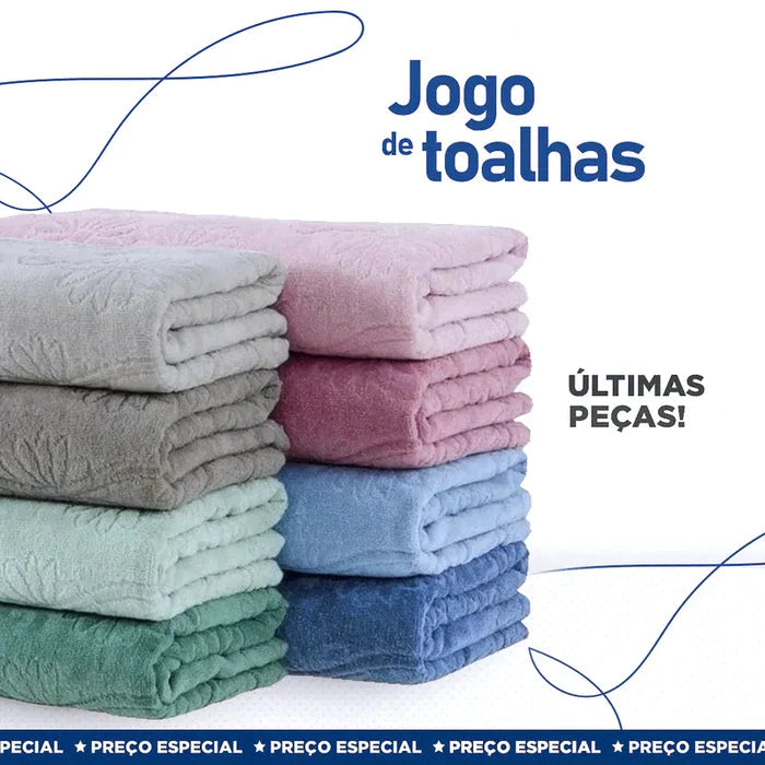 (PROMOÇÃO RELÂMPAGO - ÚLTIMO DIA) Jogo de 10 Toalhas Super Banhão Premium + Brinde